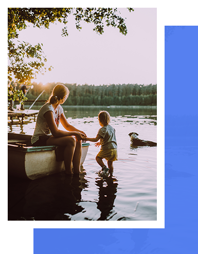 Image of mother and daughter at lake