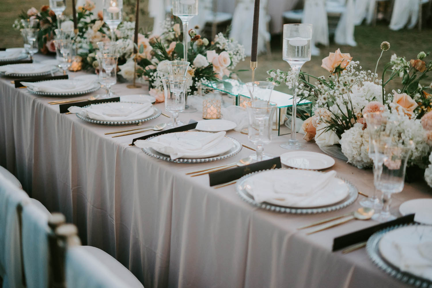 Image of decorated table setting wedding celebration