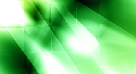 Abstract green geometric background with overlapping translucent rectangles and light effects creating a dynamic pattern
