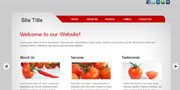 Website homepage showcasing fresh tomatoes with navigation menu and testimonial section on a clean layout