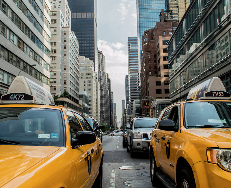 Image of NY taxis in traffic
