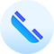 Blue phone icon symbolizing a telephone receiver typically used for call or contact functions on digital interfaces
