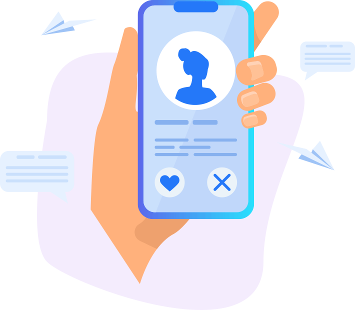 Image of cartoon hand holding mobile