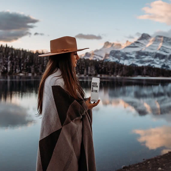 Image of woman with mountain background