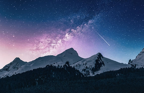 Dusky image of snowy mountain