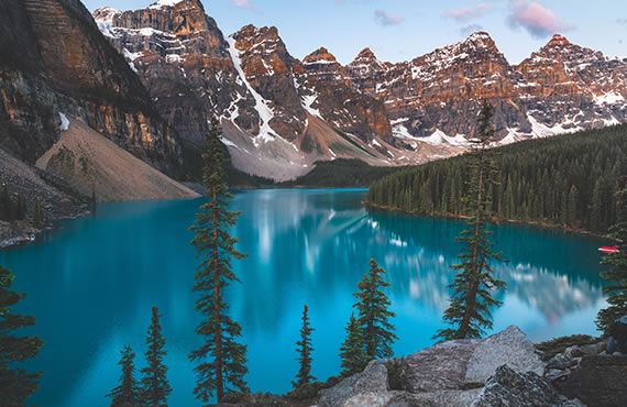 Image of very blue lake in mountain valley