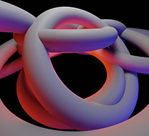 A colorful, abstract 3D rendering of intertwined tubes creating a visually captivating geometric design with soft shadows and highlights.